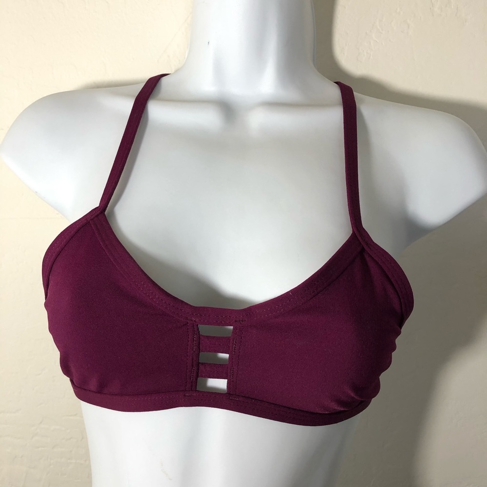 Jolyn Tomcat Bikini Top Burgundy Size S - Picture 2 of 13